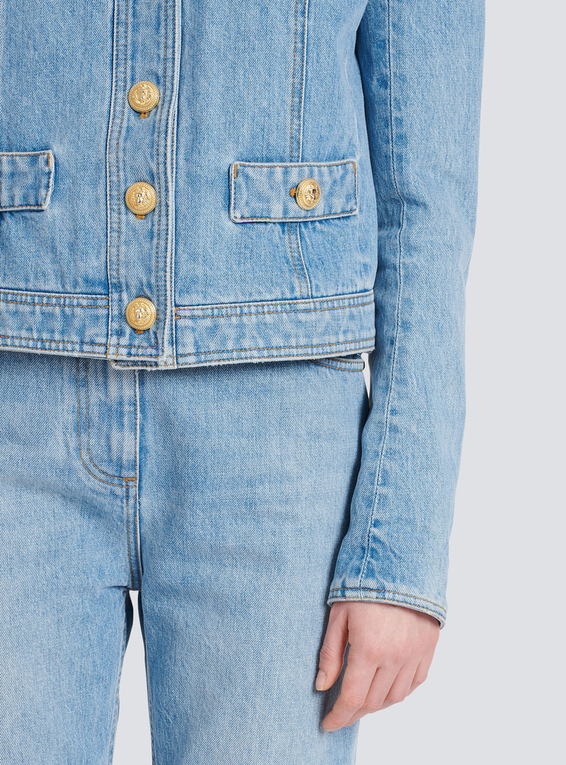 Cropped denim jacket 8