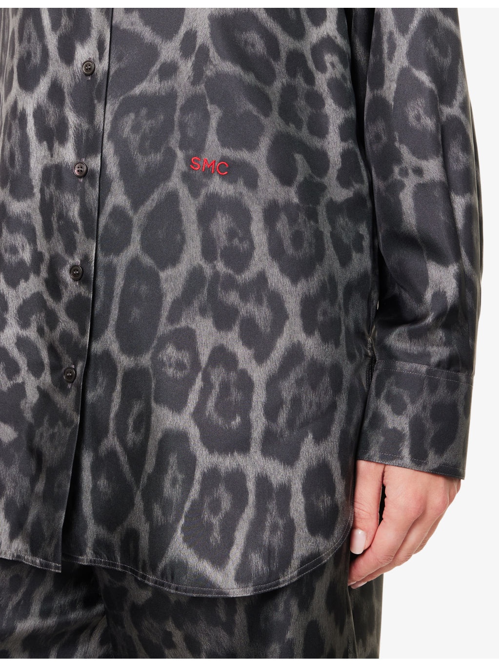 Leopard Brand-Embroidery Silk Shirt - 5