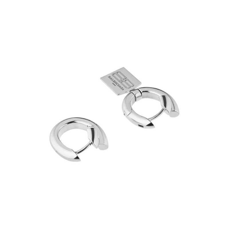 BALENCIAGA Women's Saint-germain Tag Earrings in Shiny Silver outlook