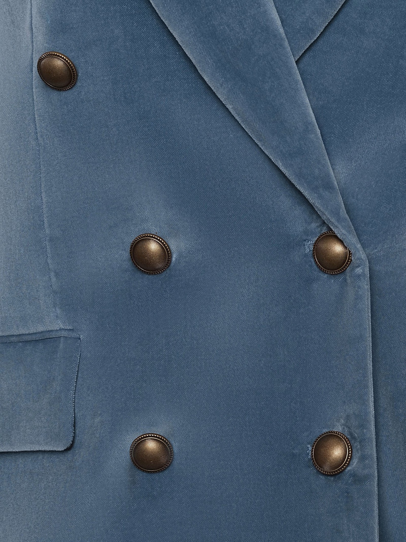 Double Breasted Slim Blazer in Denim Blue 3