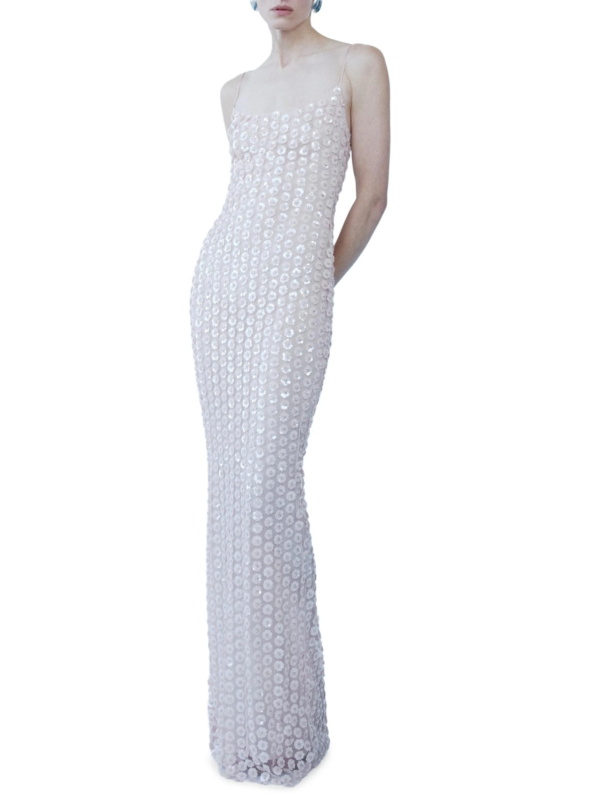 Women's Isis Floral Sequined Slip Gown - Rose Fusion - 1