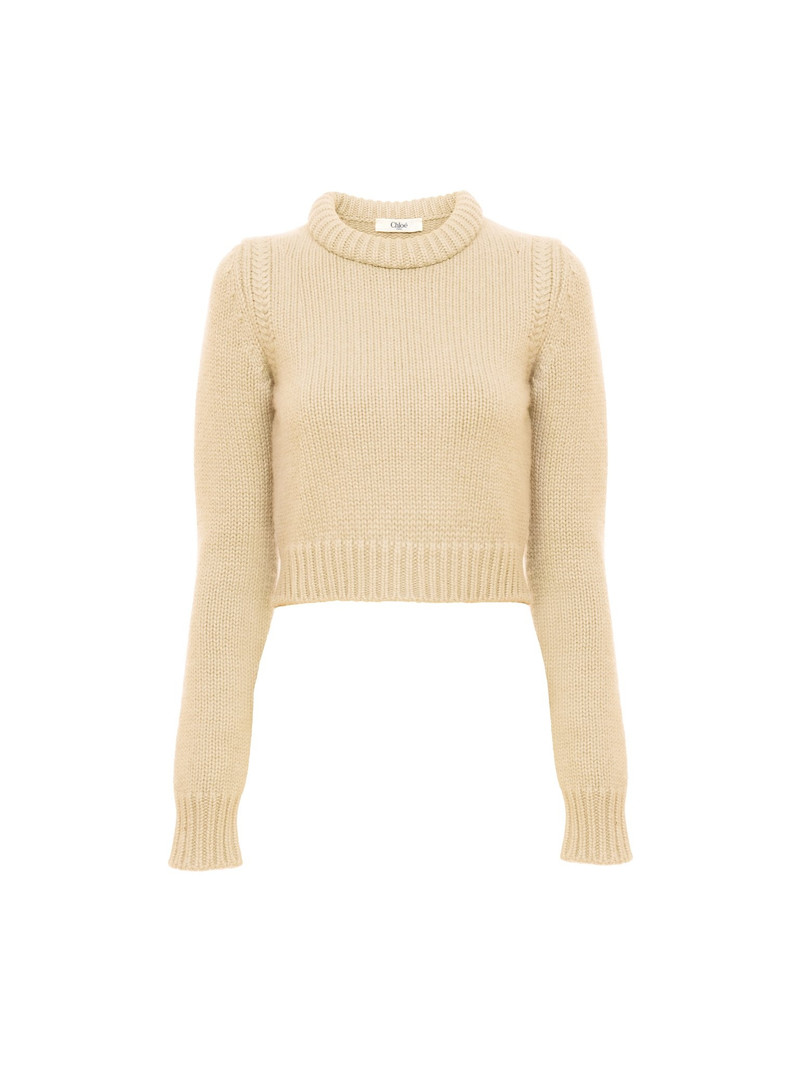 CROPPED SWEATER IN CASHMERE BLEND - 1