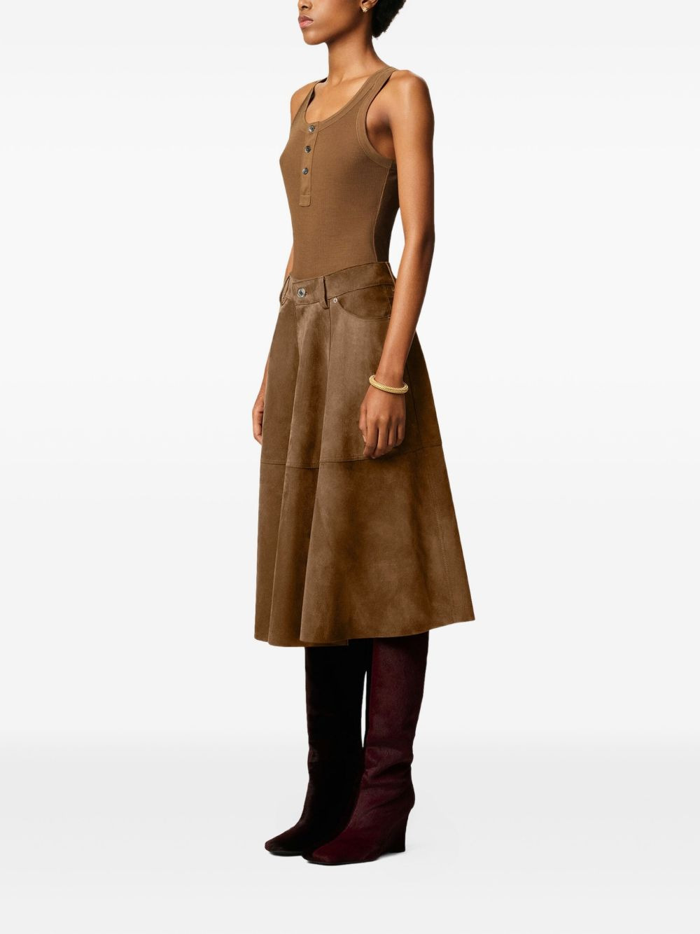 suede A-line midi skirt - 3