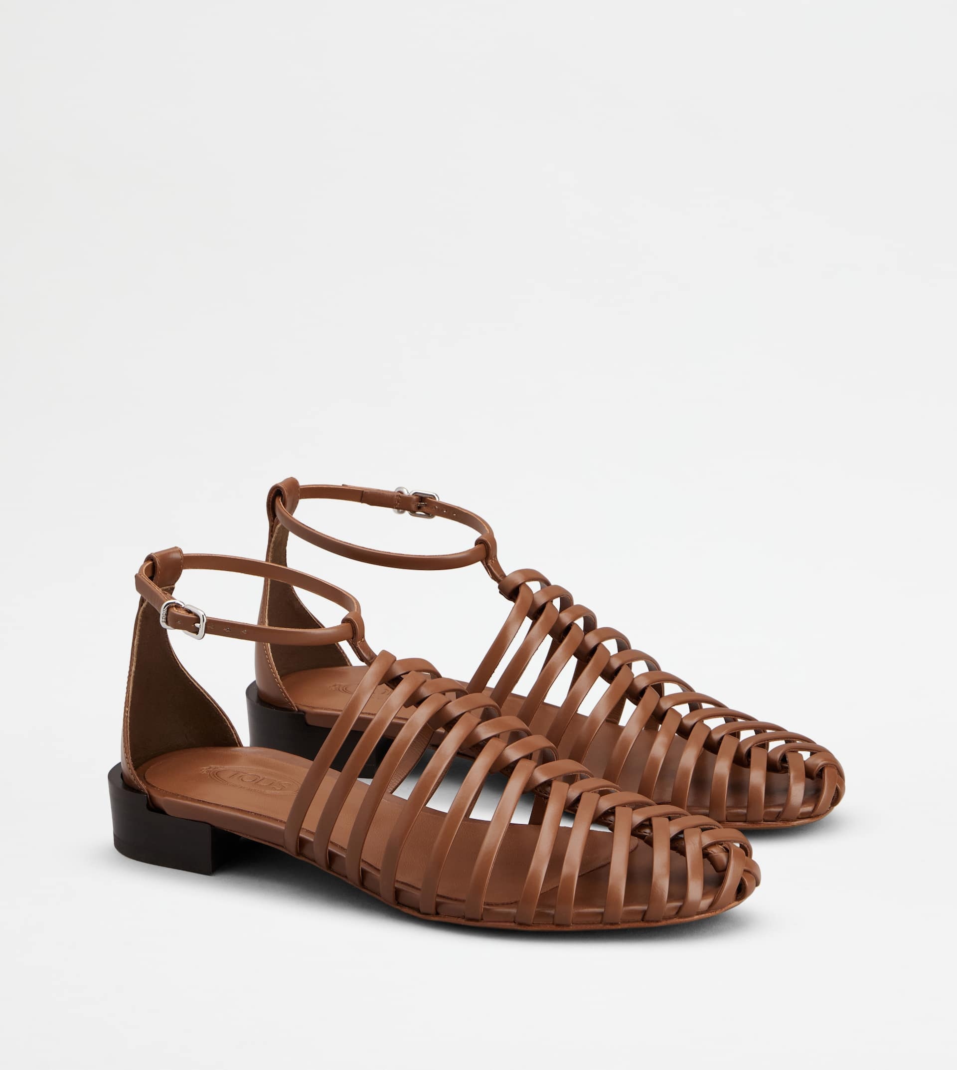 SANDALS IN LEATHER - BROWN - 2
