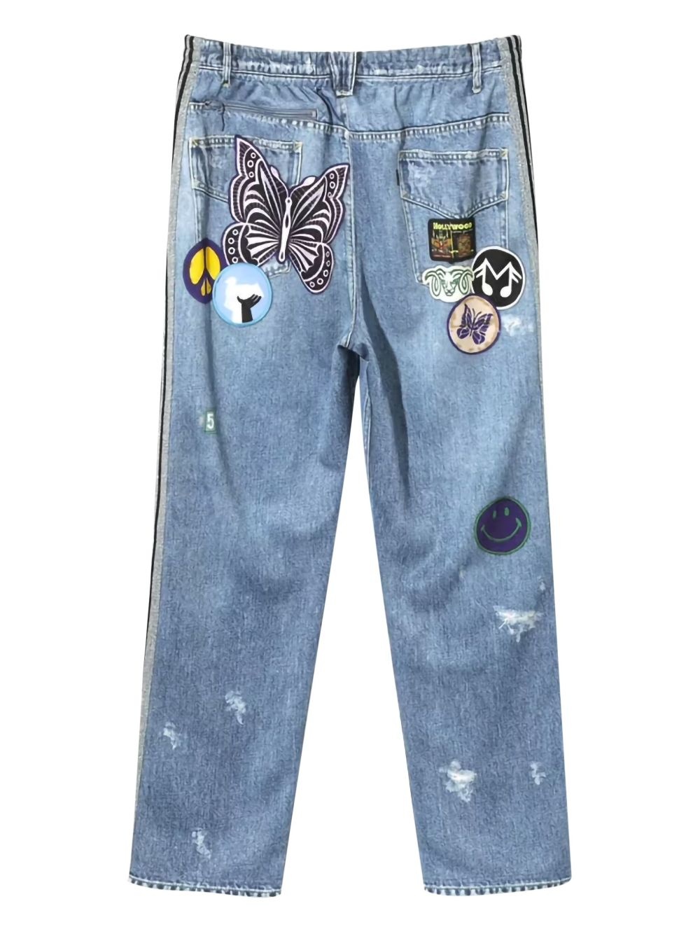 patch-detailing track jeans - 2