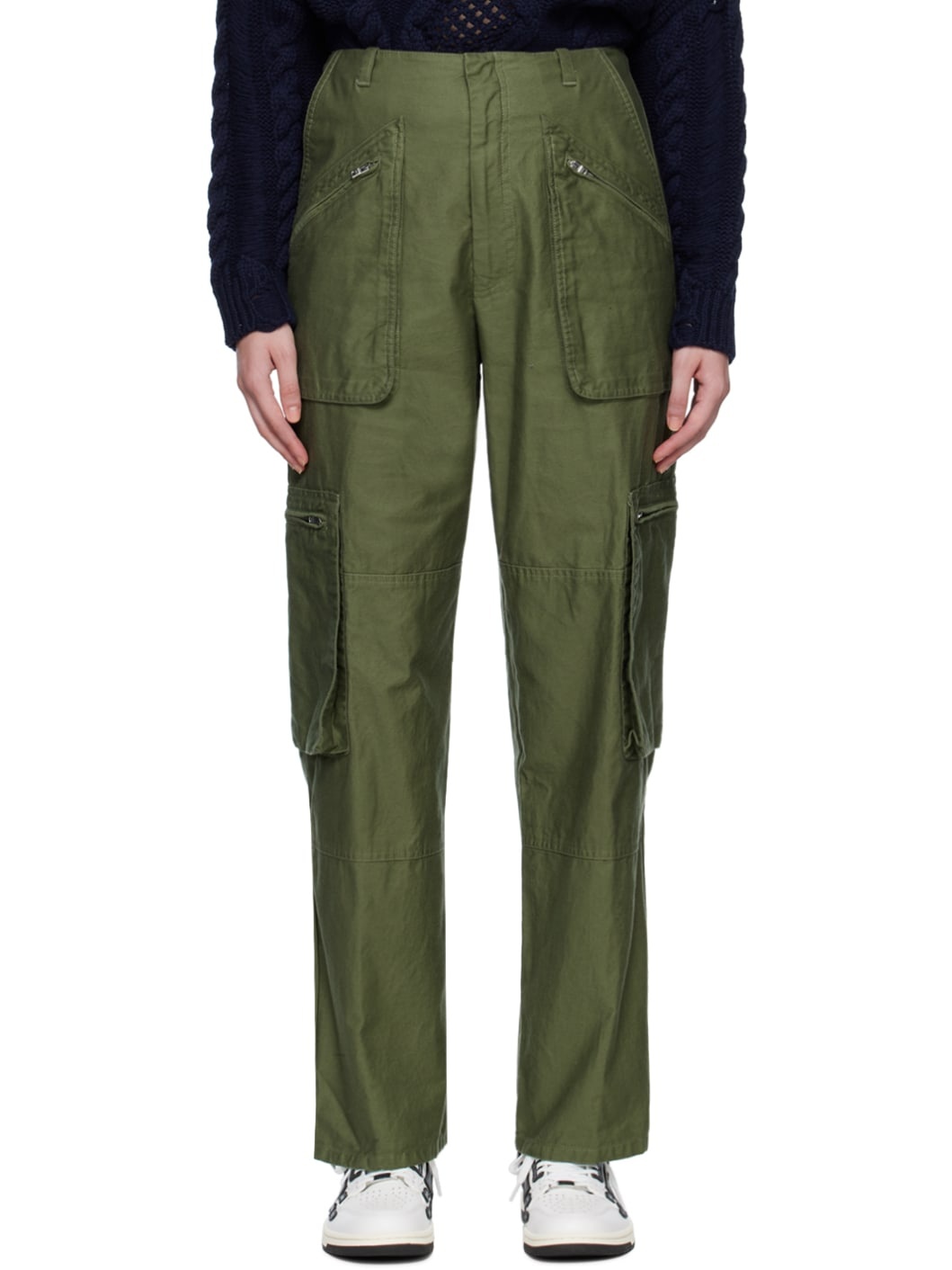 Khaki Cargo Pocket Trousers - 1