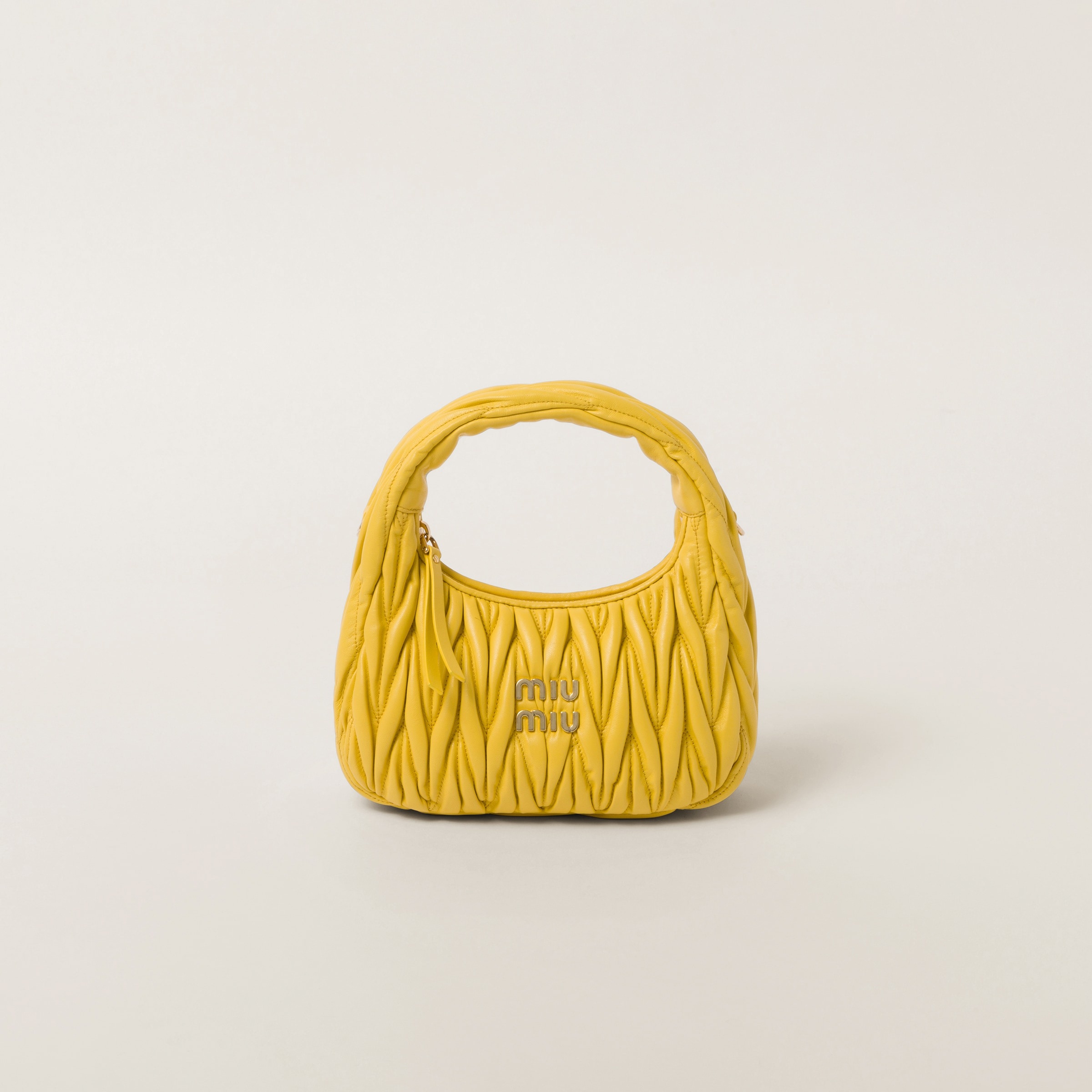 Miu Miu Wander matelassé nappa leather mini hobo bag