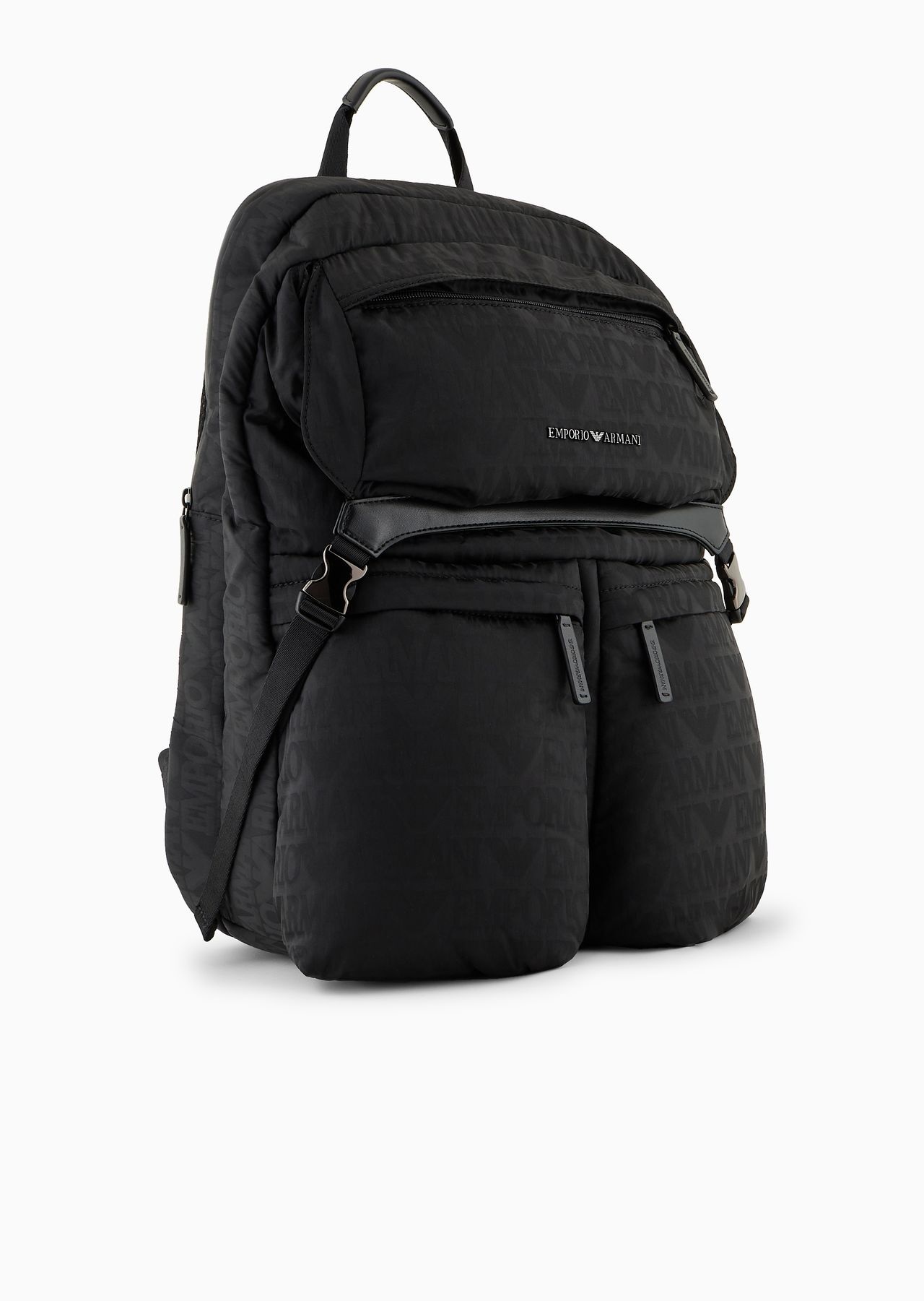 Nylon backpack with all-over, jacquard logo lettering - 2