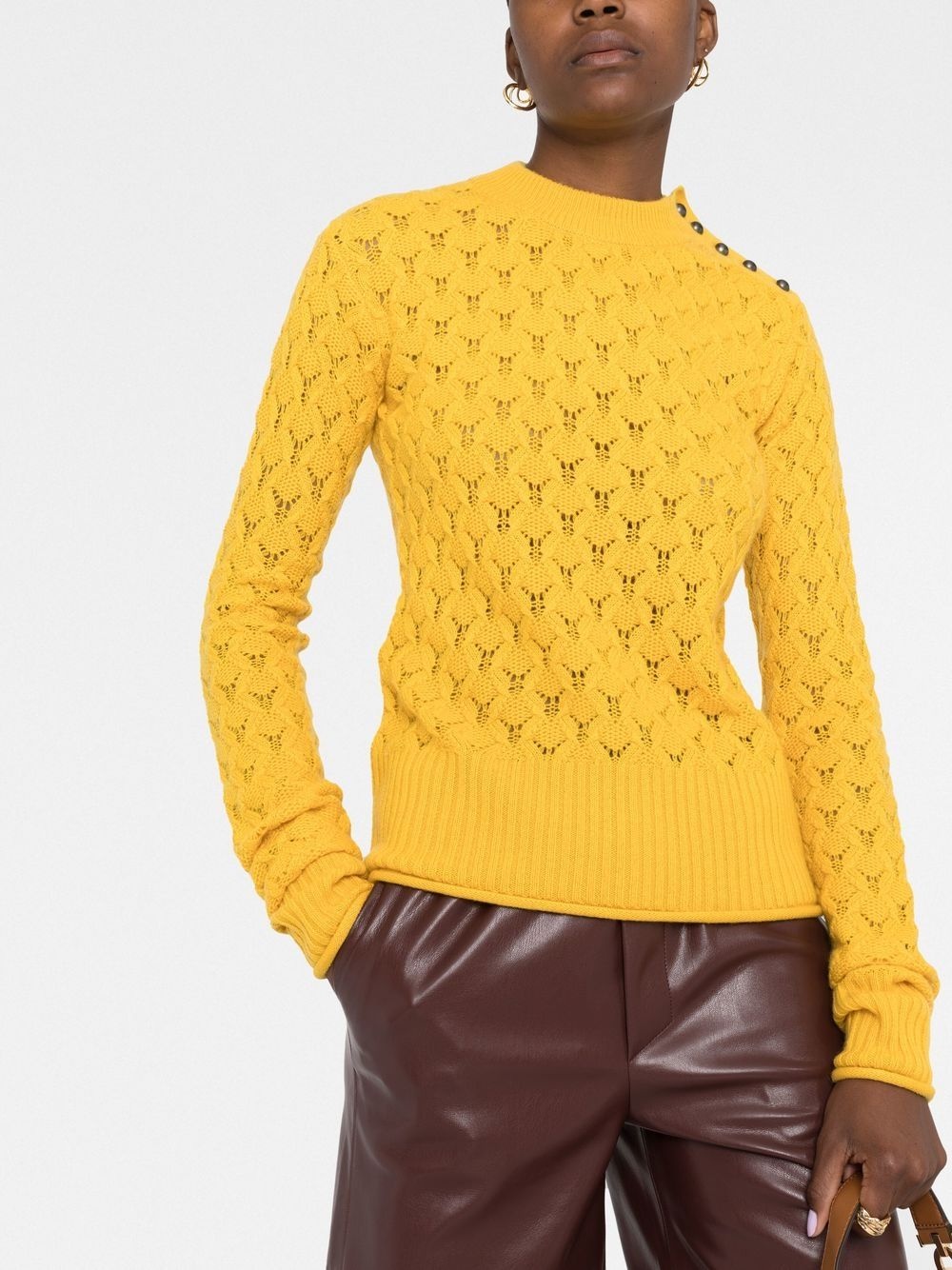 button-embellished crew neck jumper - 2