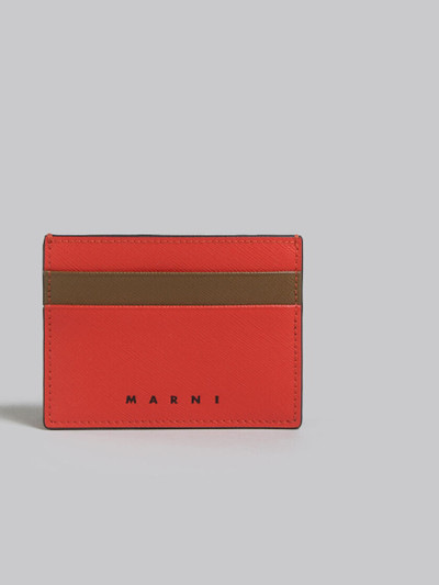 Marni ORANGE AND BROWN SAFFIANO LEATHER CARD CASE outlook
