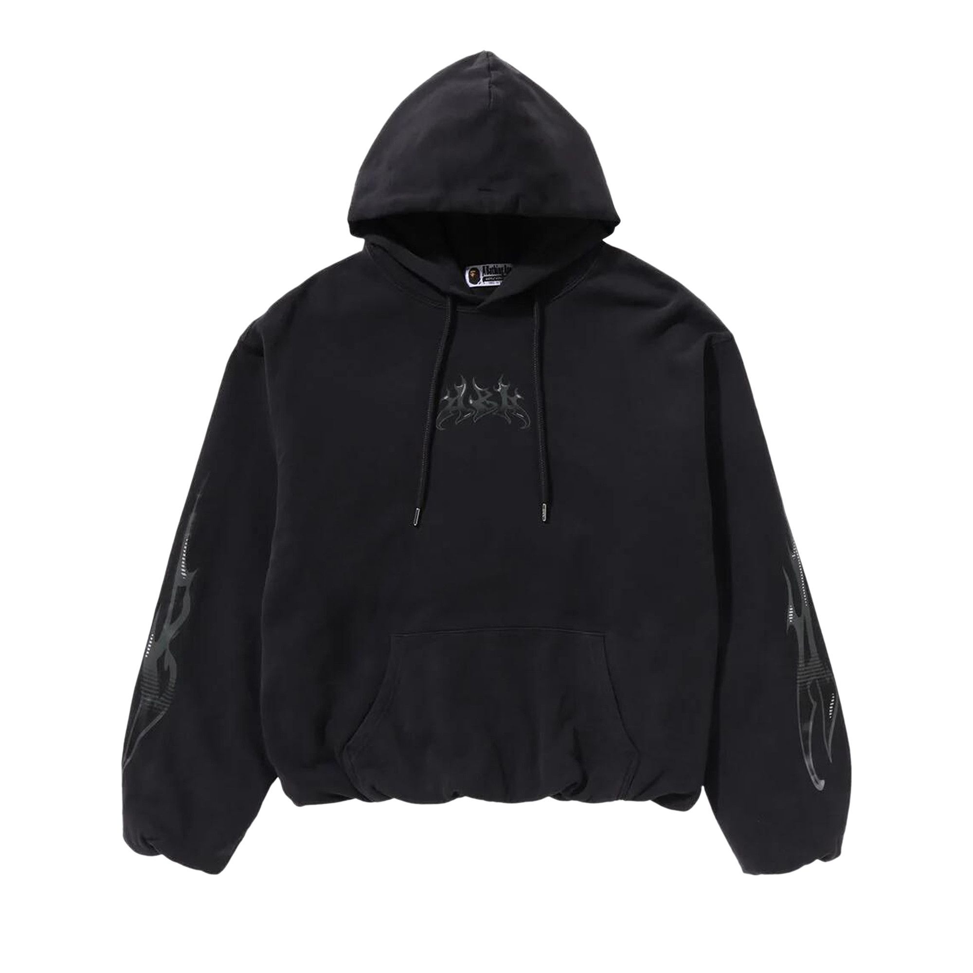 BAPE Flame Garment Dyed Pullover Hoodie 'Black' - 1