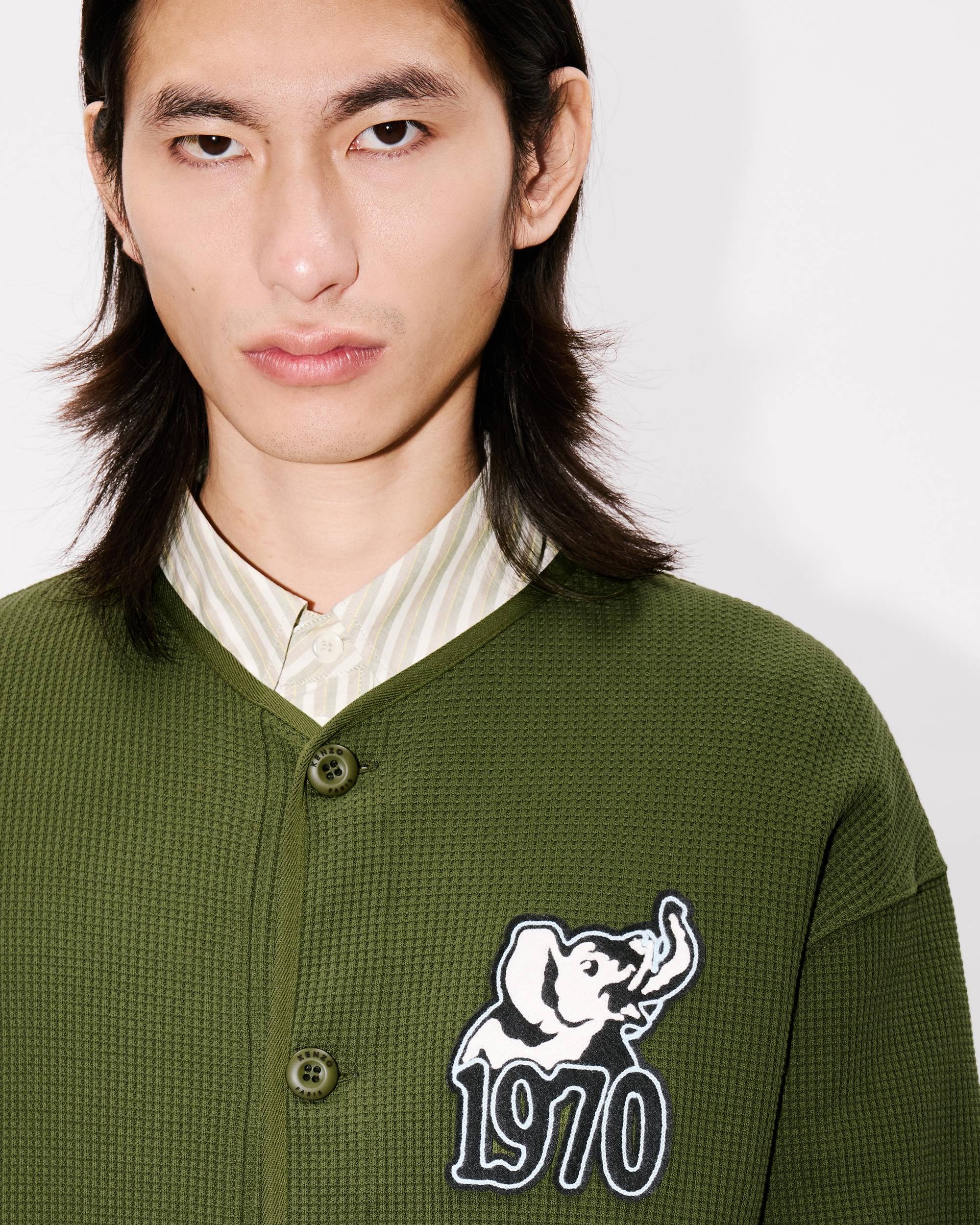 'KENZO Jungle Elephant' embroidered cardigan in waffle textured molleton - 6
