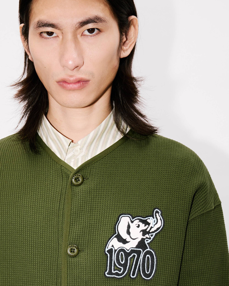 'KENZO Jungle Elephant' embroidered cardigan in waffle textured molleton 6