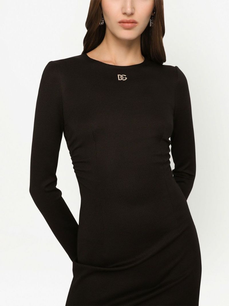 crew-neck logo-plaque minidress - 5