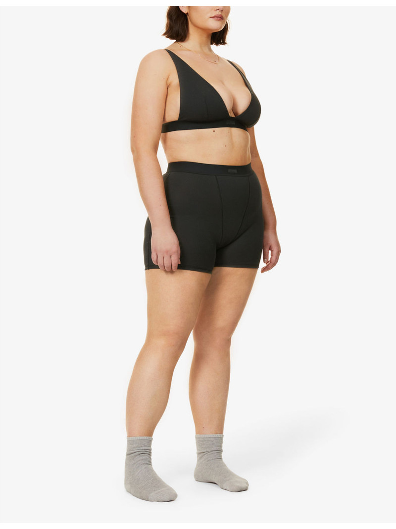 SKIMS High-rise ribbed stretch-cotton boxers outlook