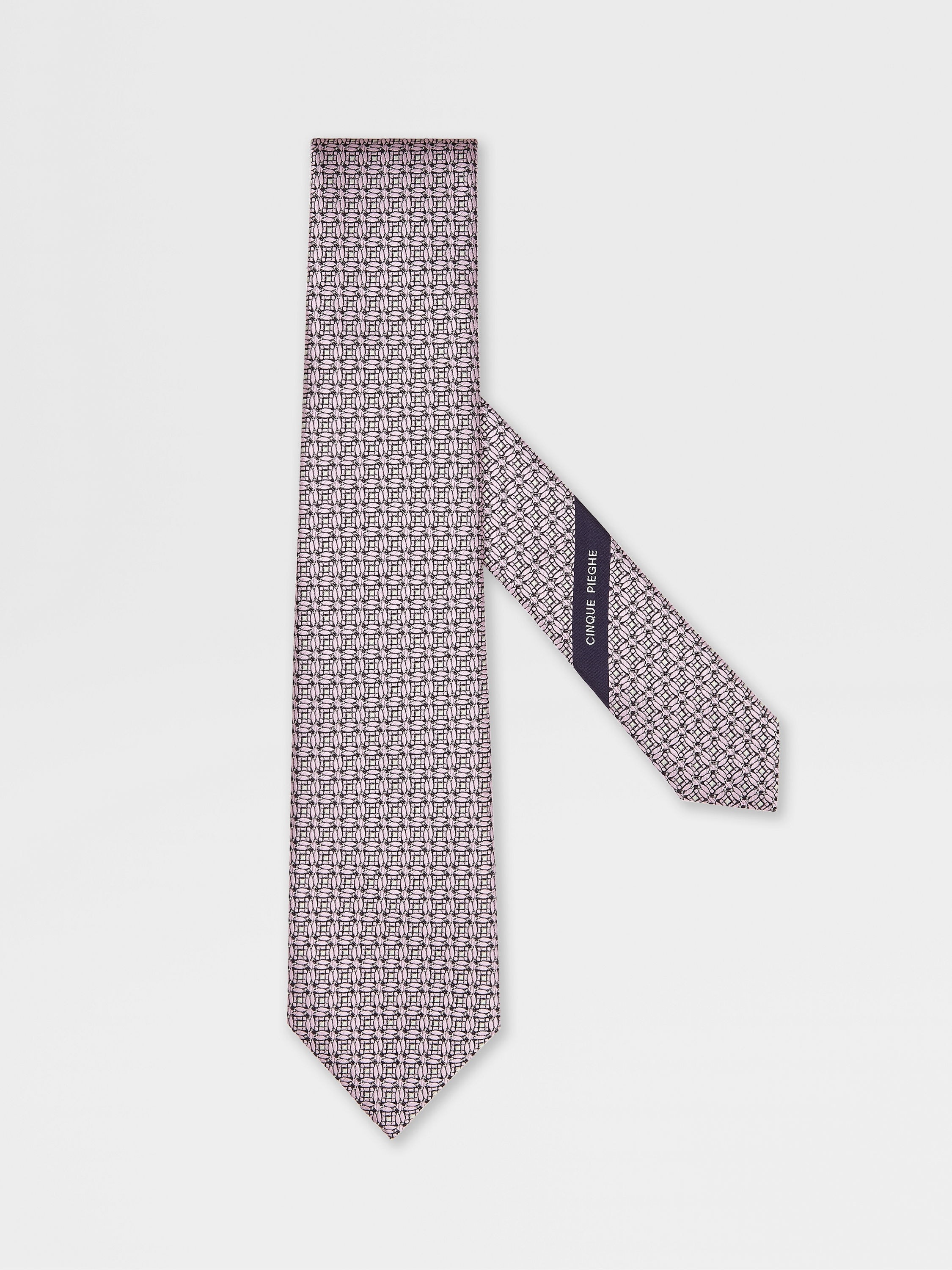 PINK PRINTED SILK 5 PIEGHE TIE - 1