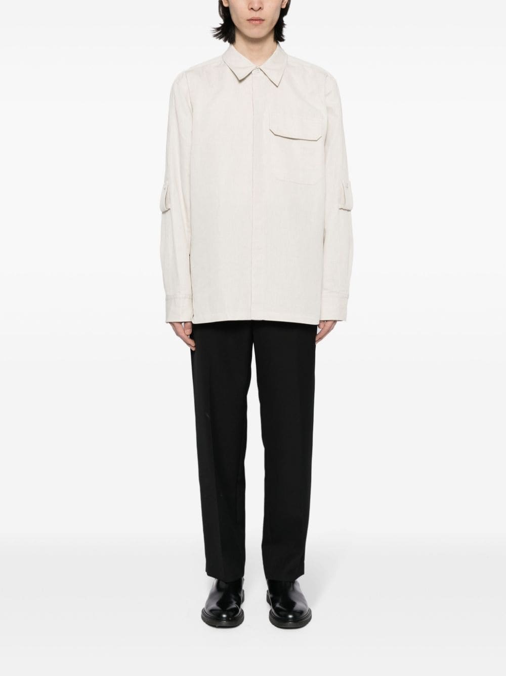 cotton-linen twill shirt - 2