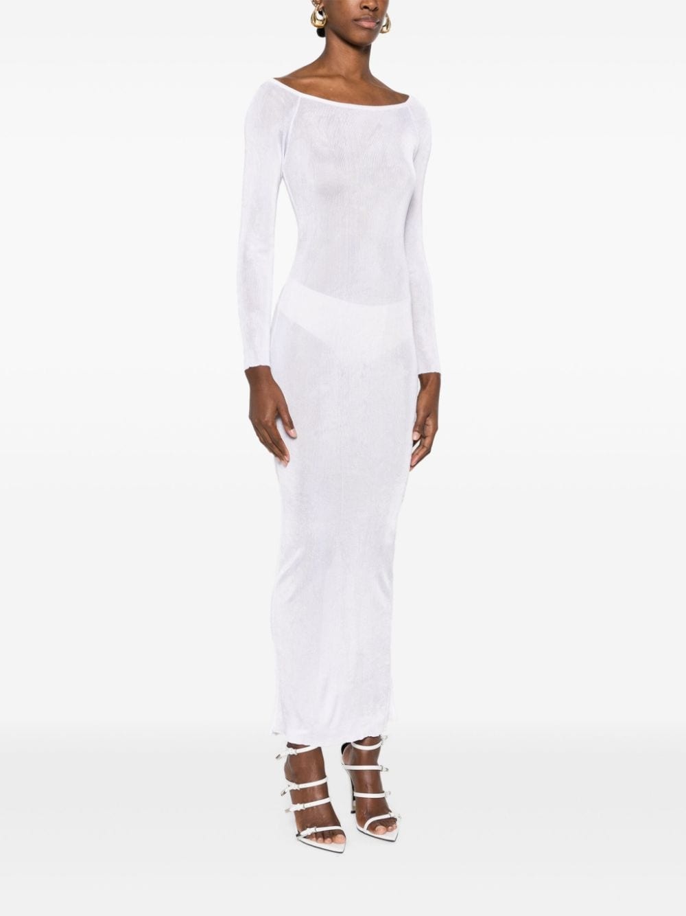 fine-ribbed semi-sheer maxi dress - 3
