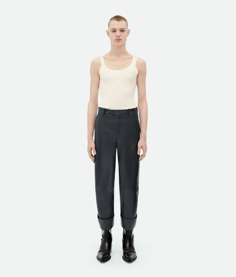 Lapelled Leather Trousers 1