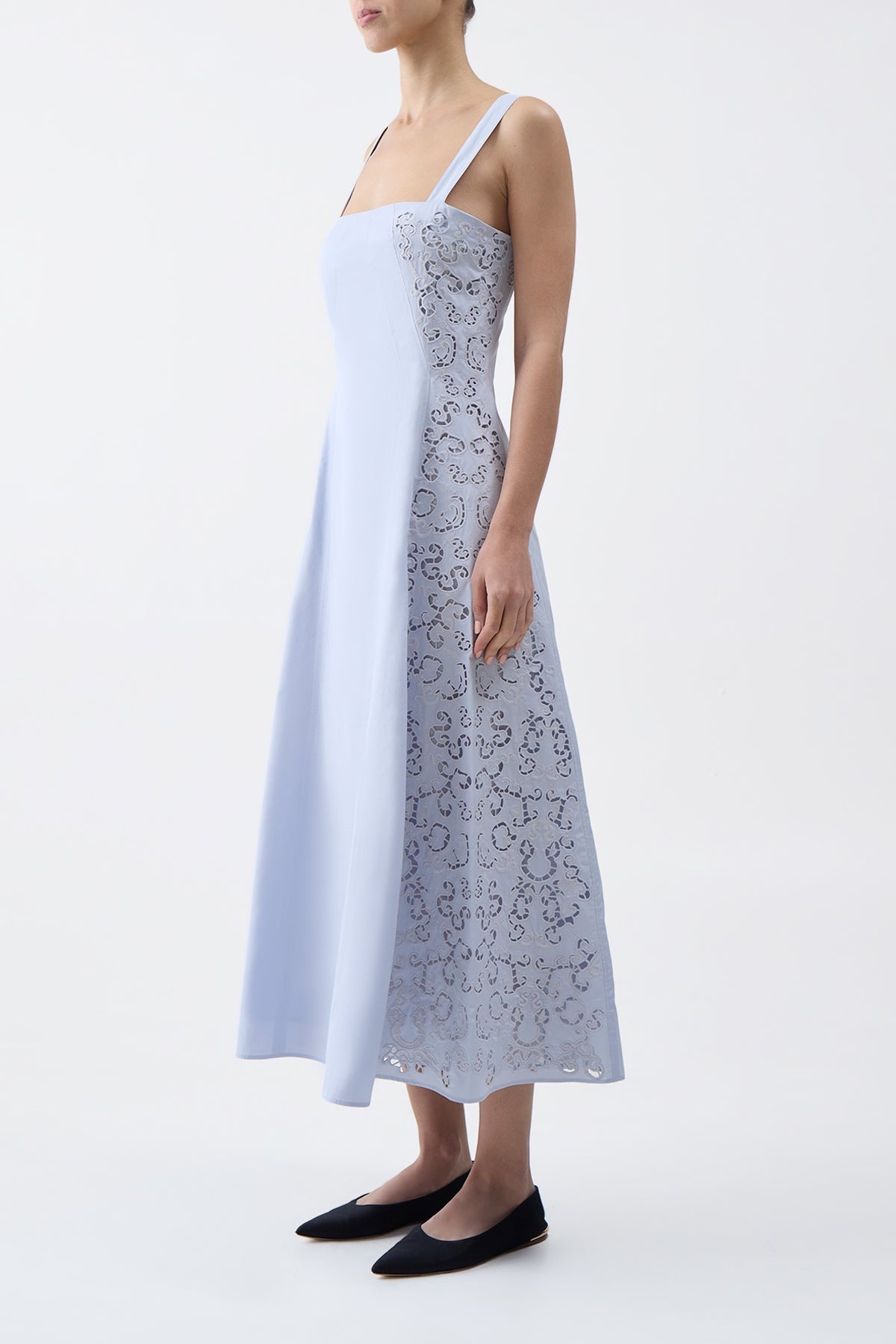 Lenya Lace Dress in Light Blue Cotton - 2