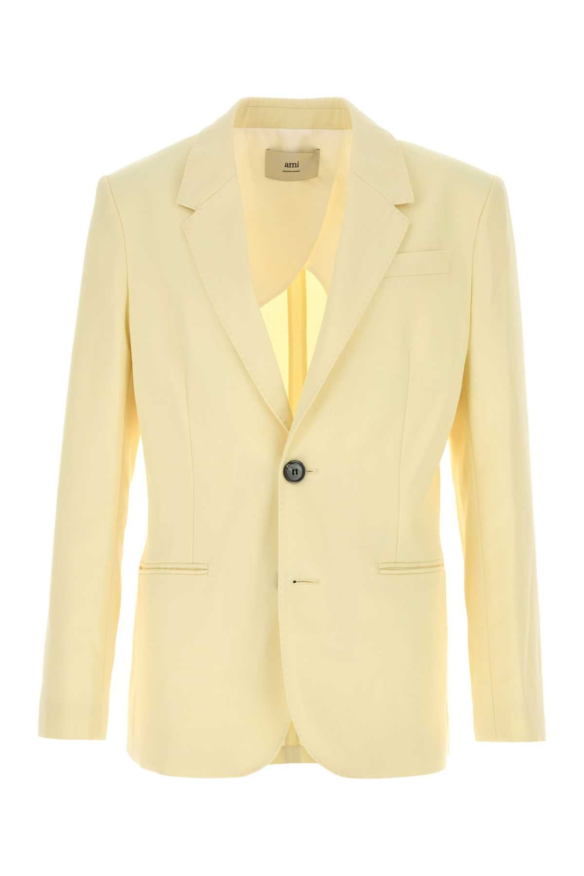 Ami Men Pastel Yellow Wool Blazer - 1