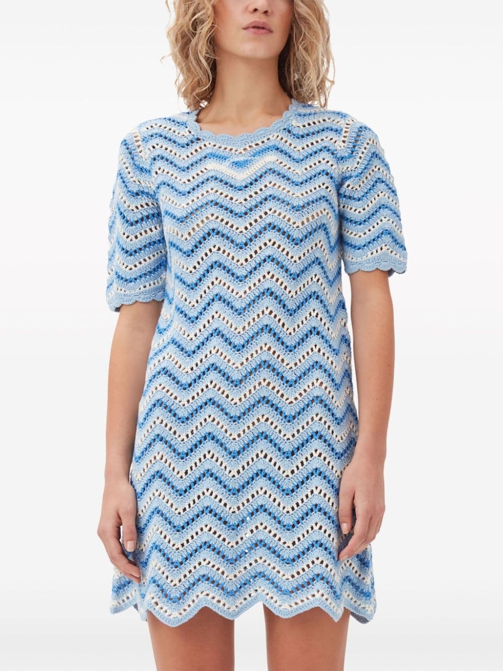 crochet-knit organic cotton minidress - 5