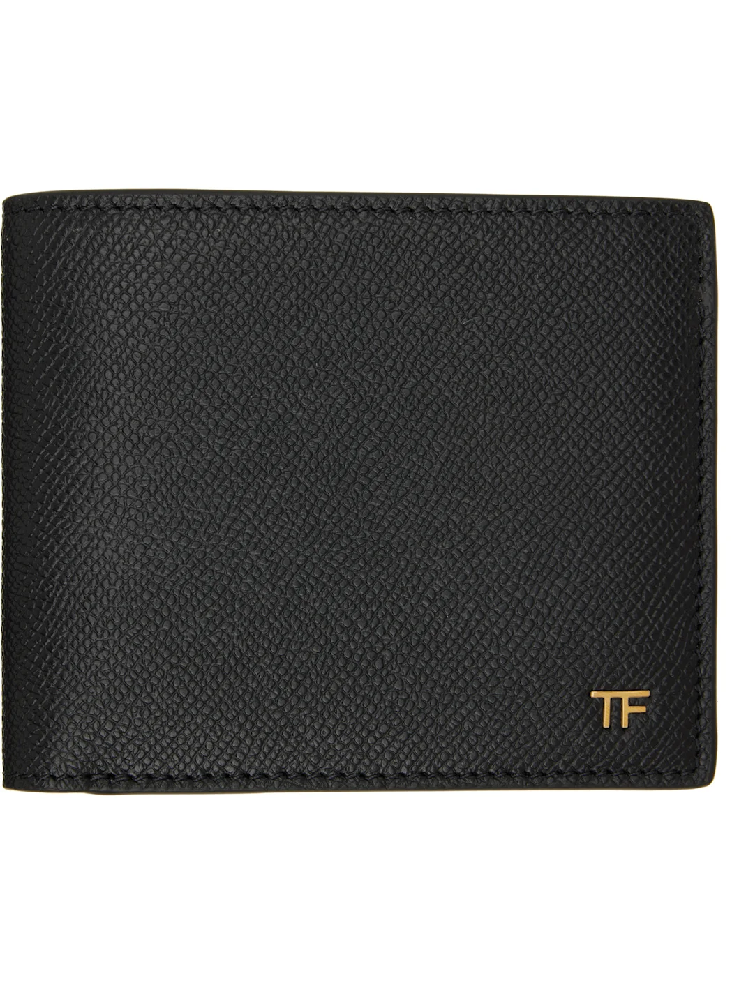 Black Small Grain Leather Bifold Wallet - 1