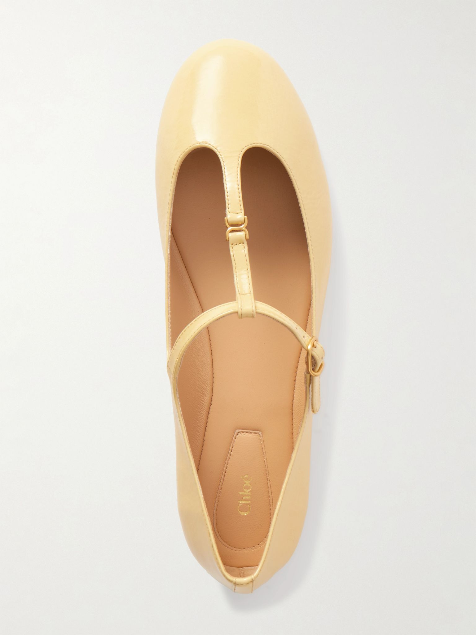 Marcie embellished patent-leather ballet flats Pastel yellow - 5