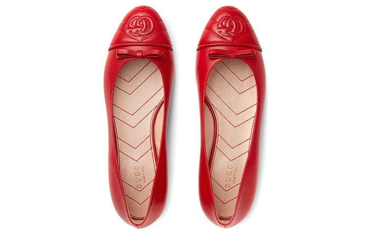 (WMNS) Gucci Ballet Flat With Double G Leather 'Red' 680878-BKO60-6549 - 3