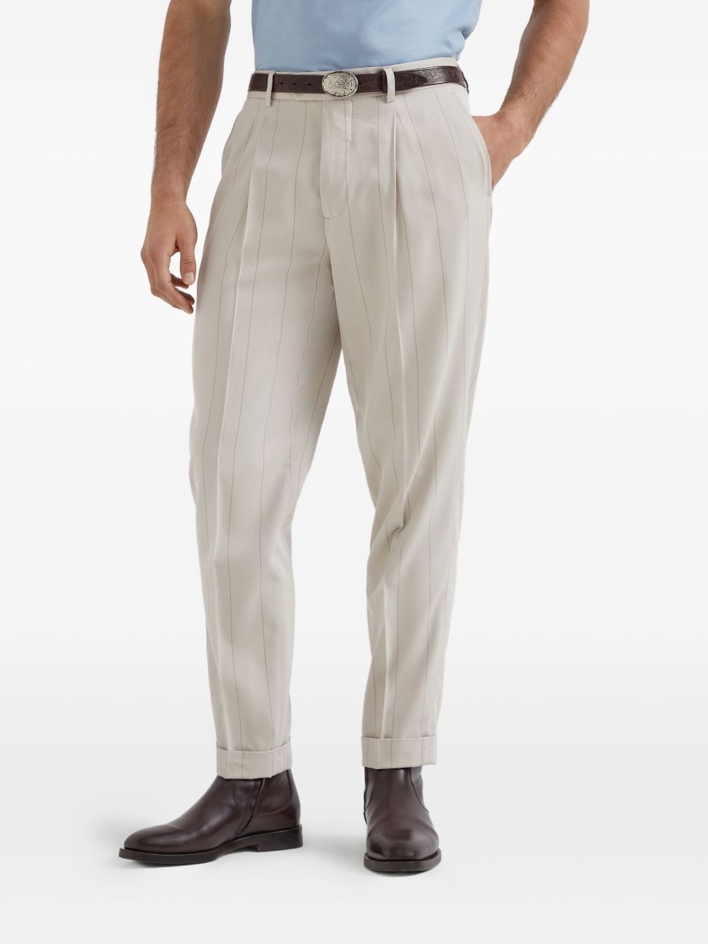 pinstripe tailored trousers - 3