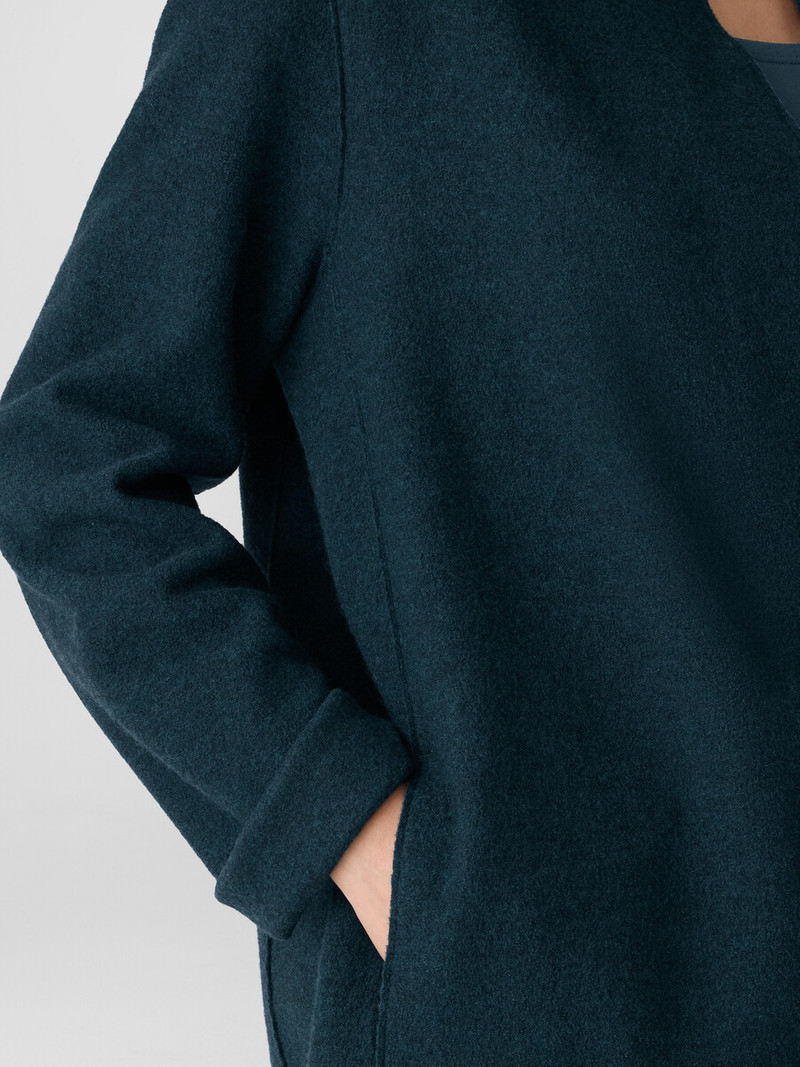 Lightweight Boiled Wool High Collar Jacket in Regenerative Wool 5