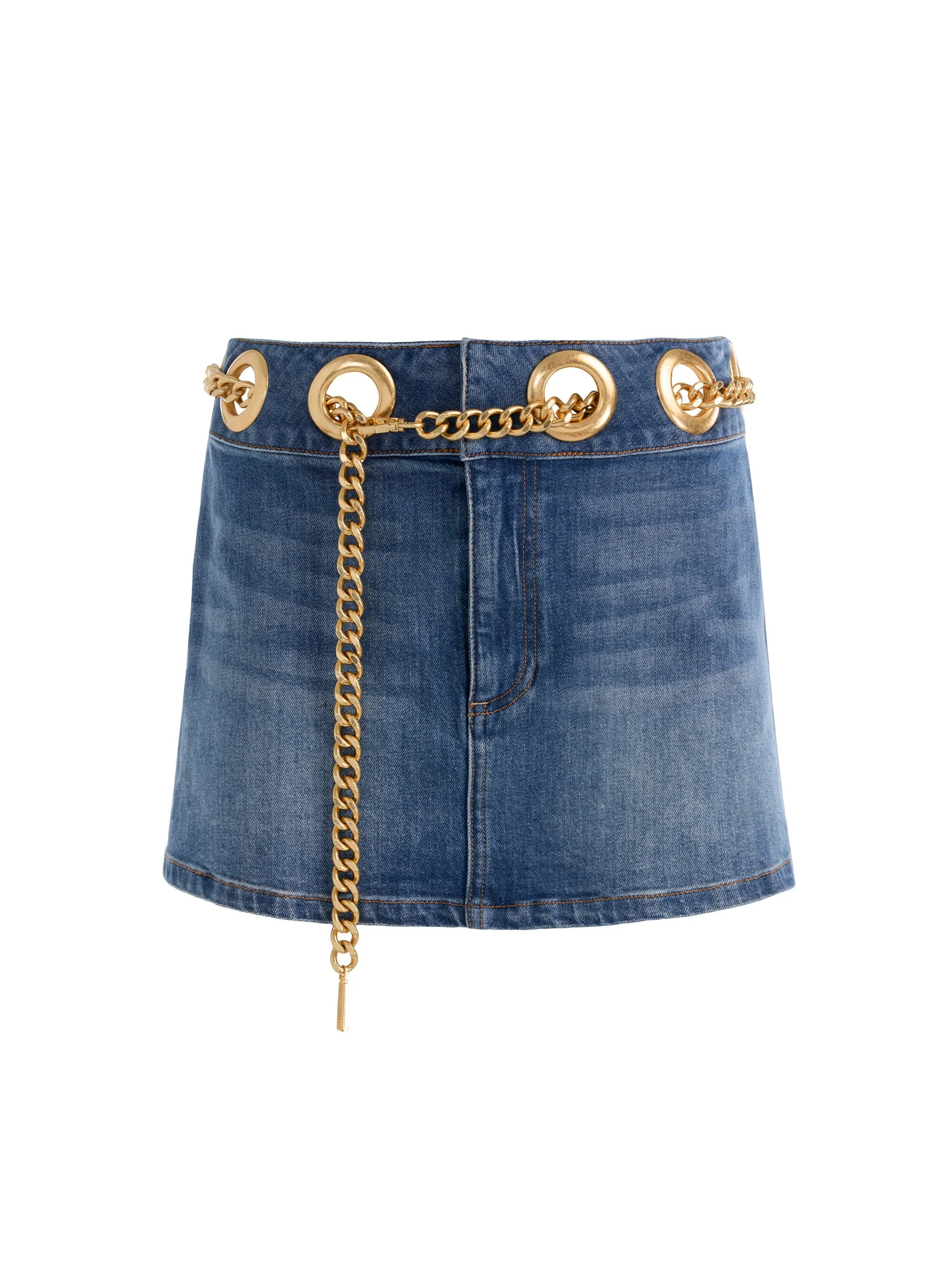 MORGANA CHAIN BELT DENIM MINI SKIRT - 1