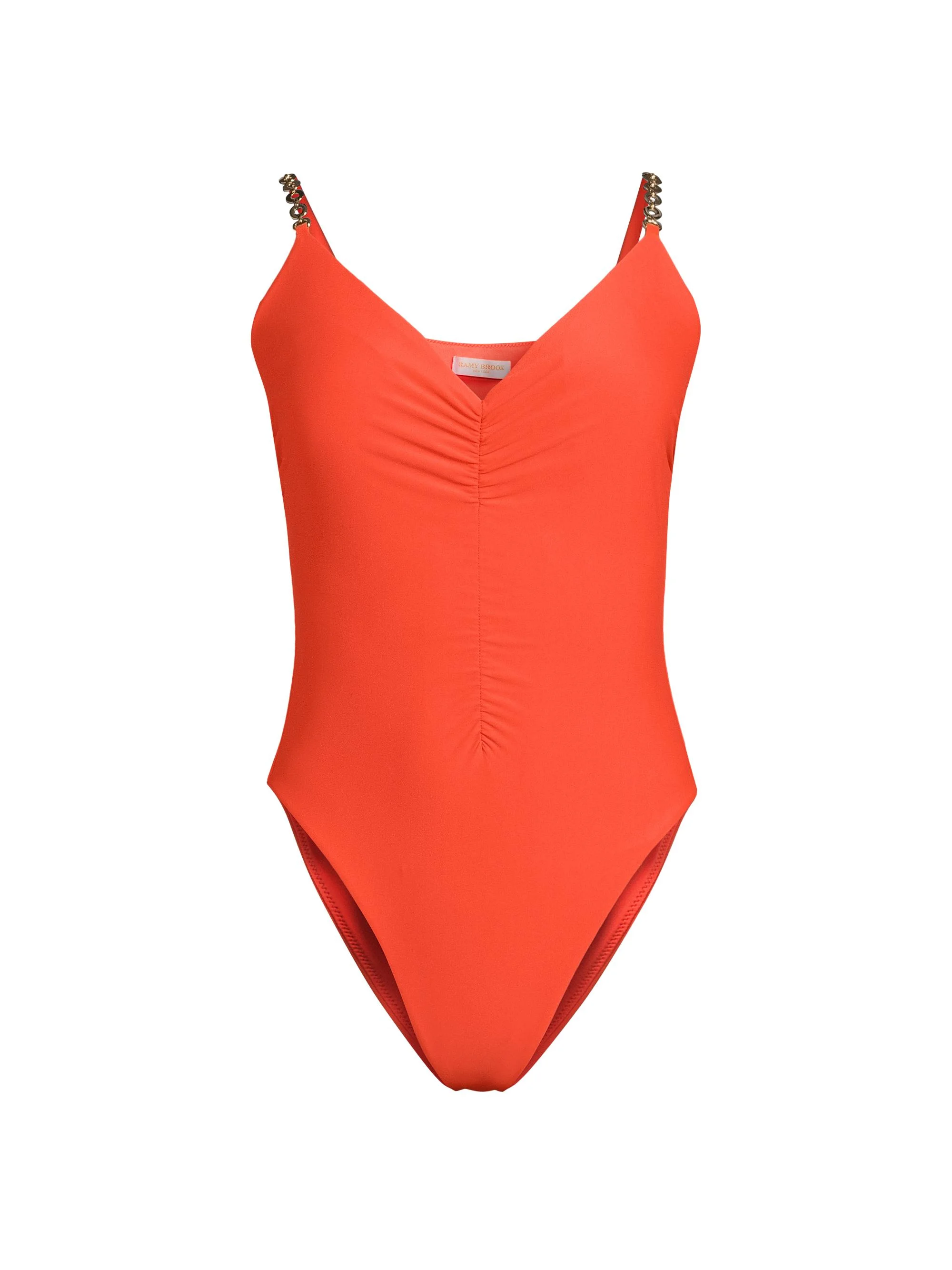Women's Monique Ruched One-Piece Swimsuit - Vivid Orange - 1
