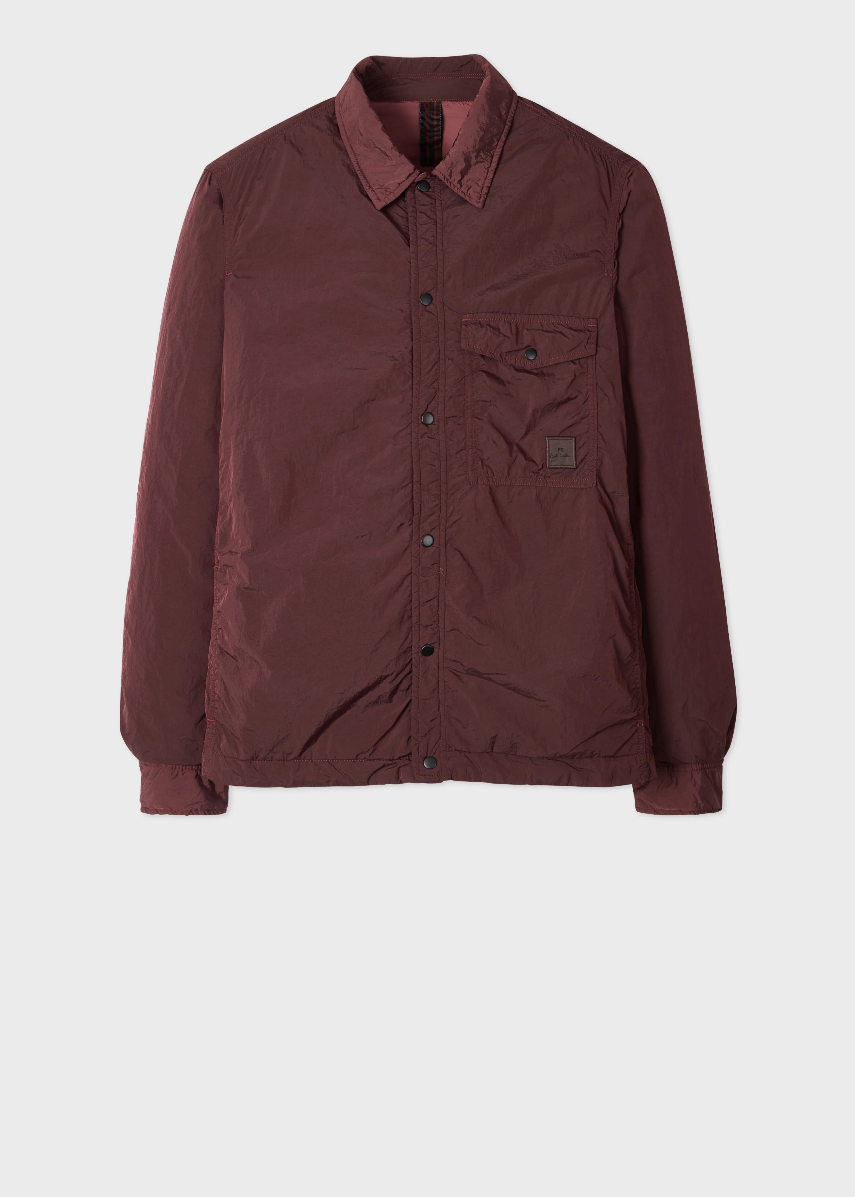 Burgundy Garment Dyed Recycled-Nylon Overshirt - 1