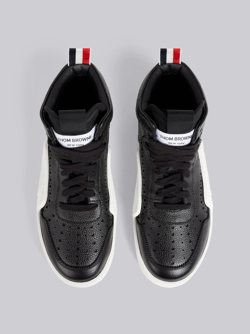 Black and White Pebbled Calfskin Basketball High-top Trainer 4