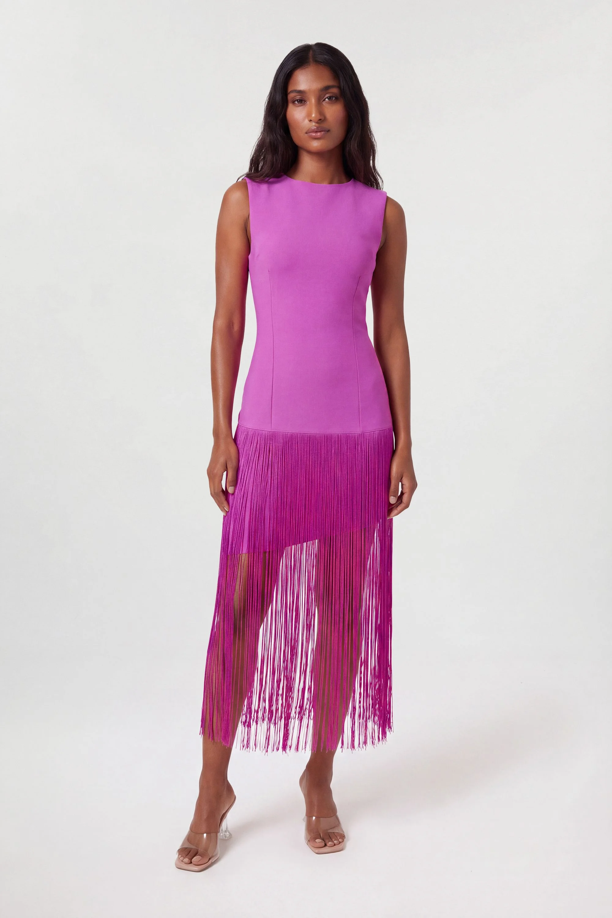 Figure Form Bandage Tassel Hem Knitted Dress - 1