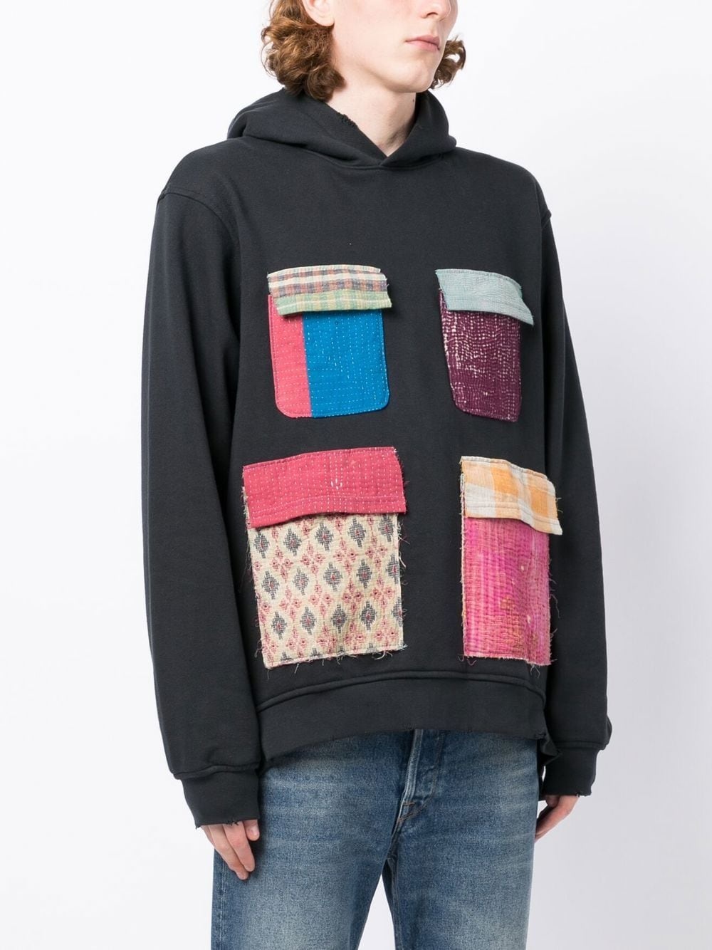 patchwork cotton hoodie - 3