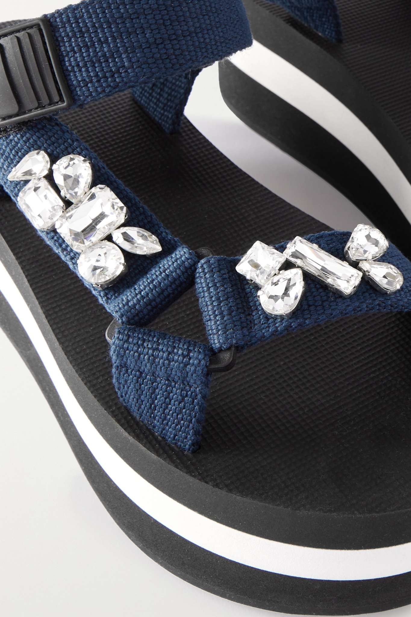 Crystal-embellished grosgrain platform sandals - 4