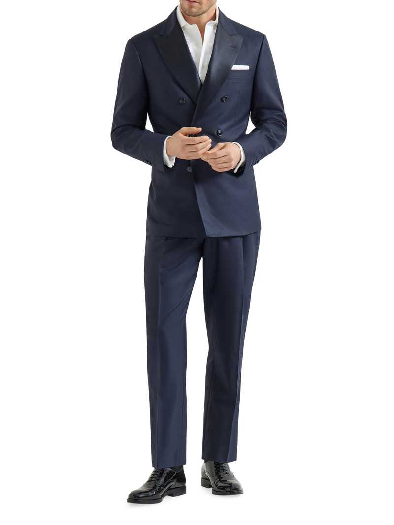 Men's Tuxedo with One and a Half Breasted Jacket and Double Pleated Trousers - Navy Blue 1