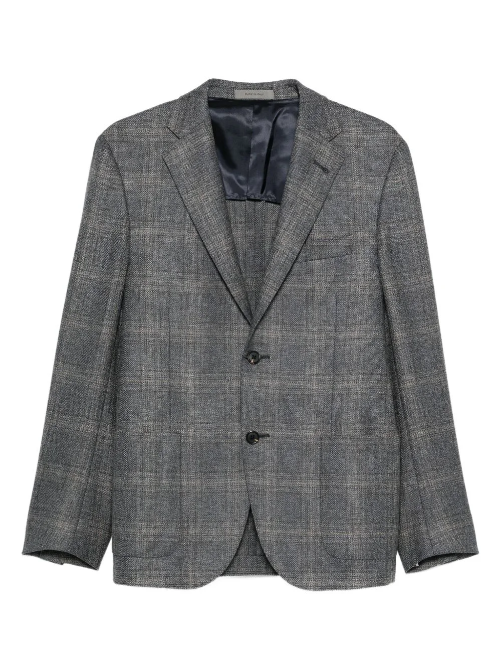 checked single-breasted blazer - 1