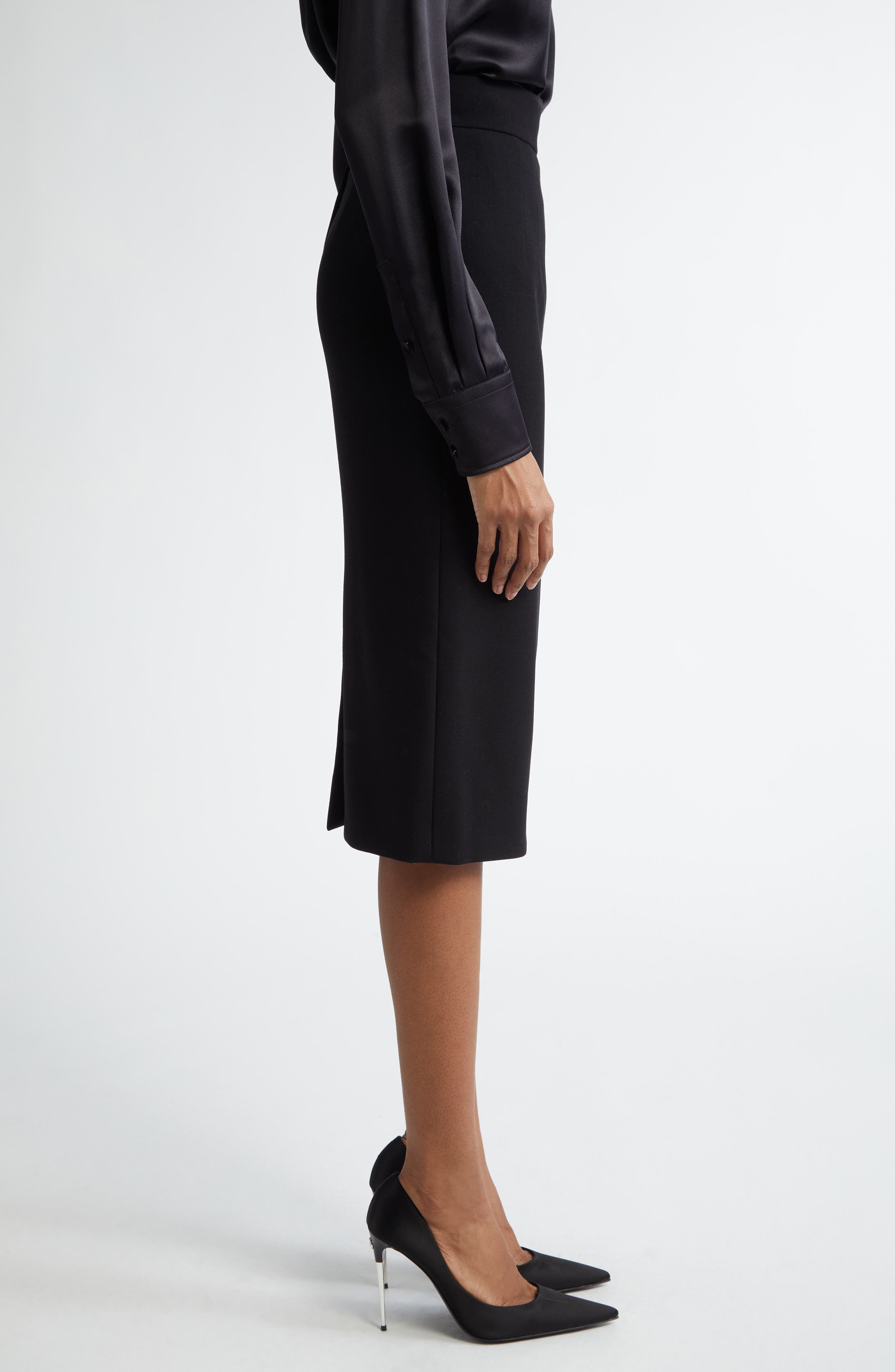 Virgin Wool Stretch Gabardine Skirt - 4