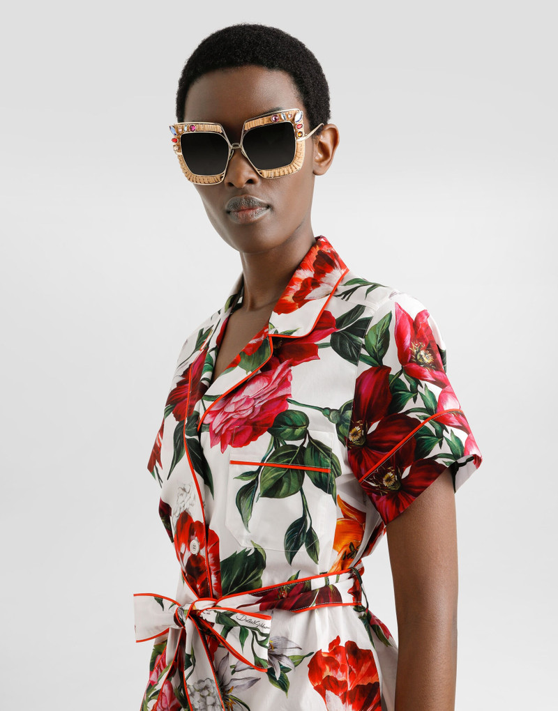 Flower-print poplin vanity shirt 4