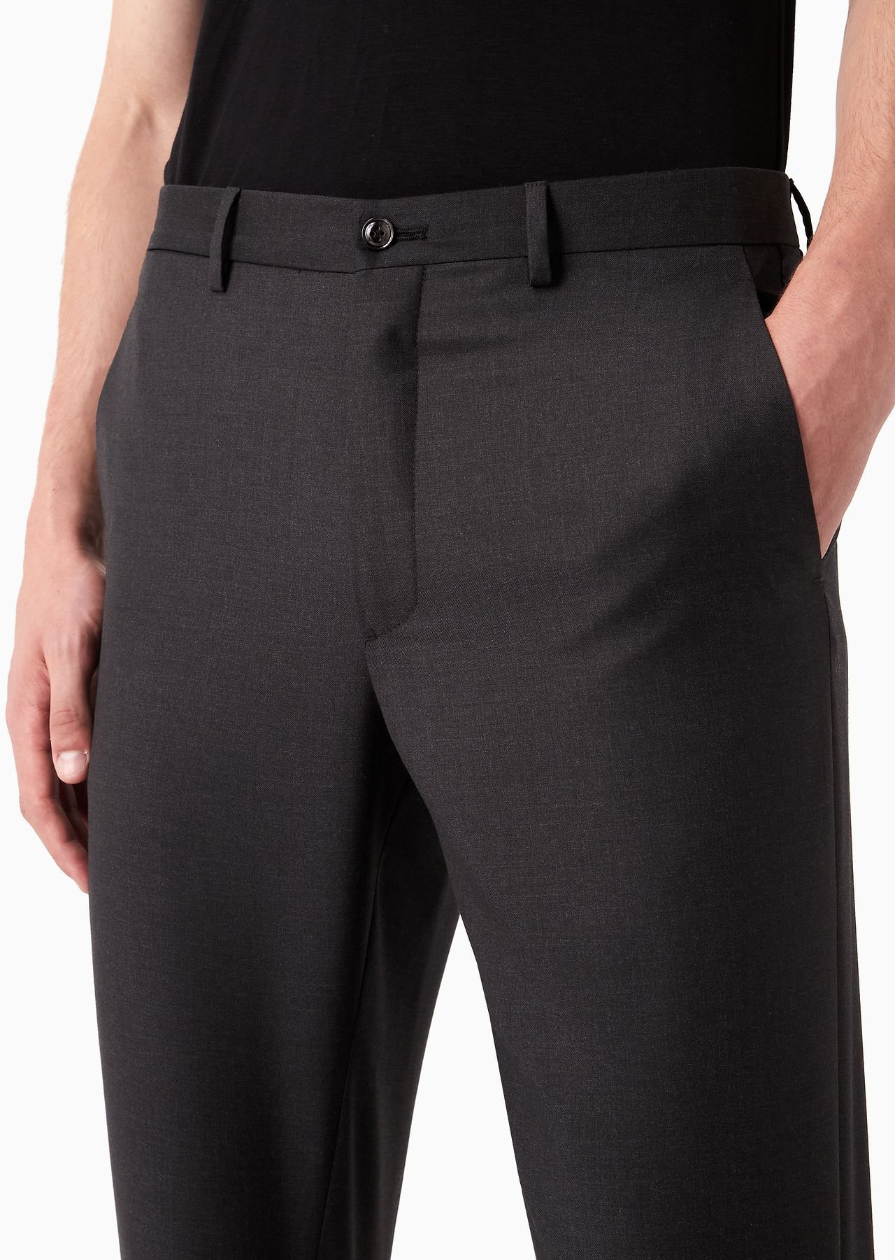 Flat-front trousers in wool and cashmere gabardine - 5