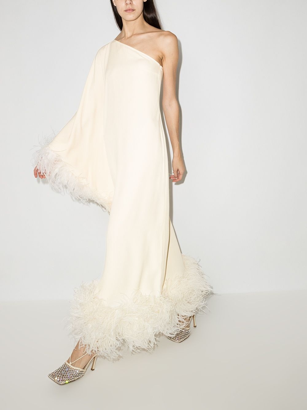 Ubud feather-trim gown - 5