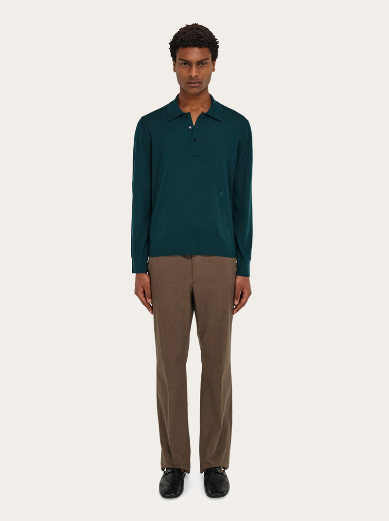 Wool polo shirt with long sleeves 6