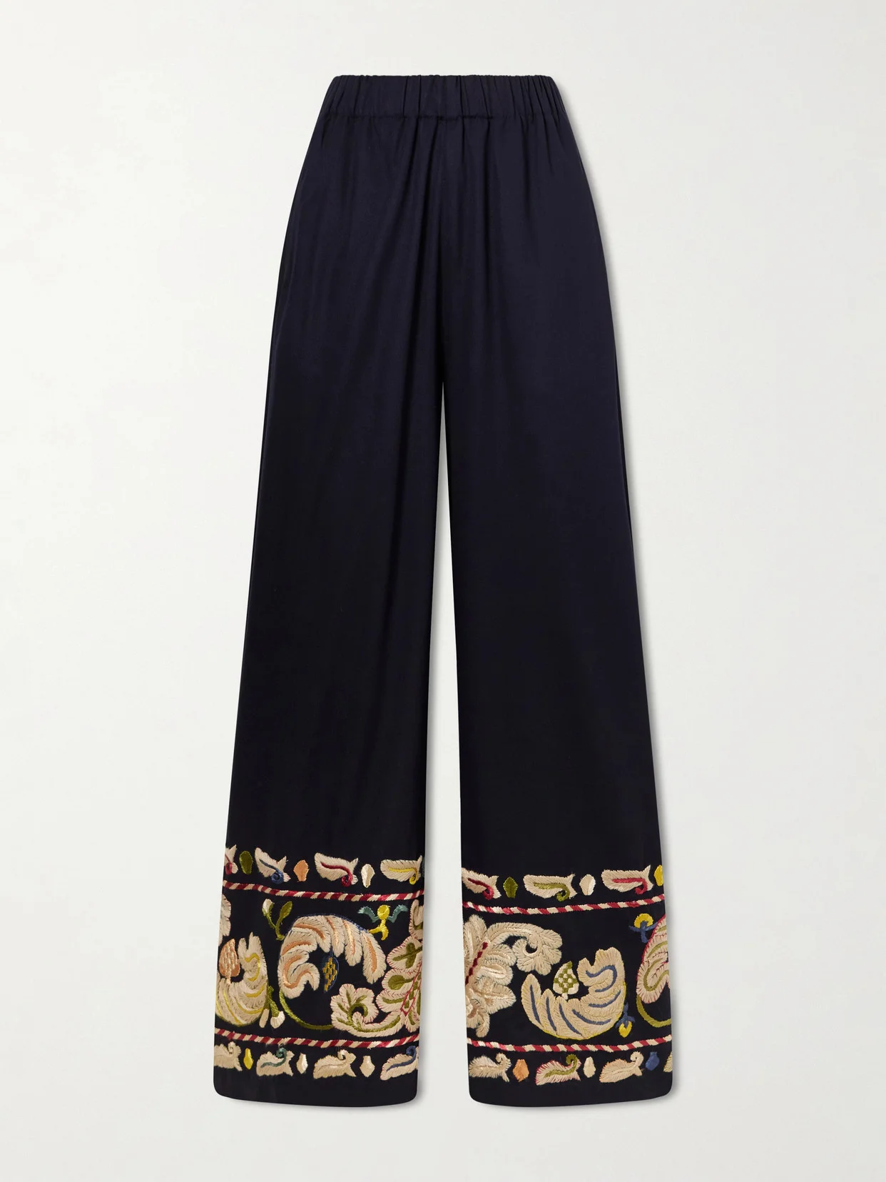 Feather Runner Embroidered Cotton-blend Flared Pants - 1