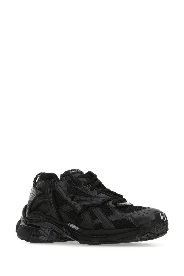 Black mesh and rubber Runner sneakers - 2