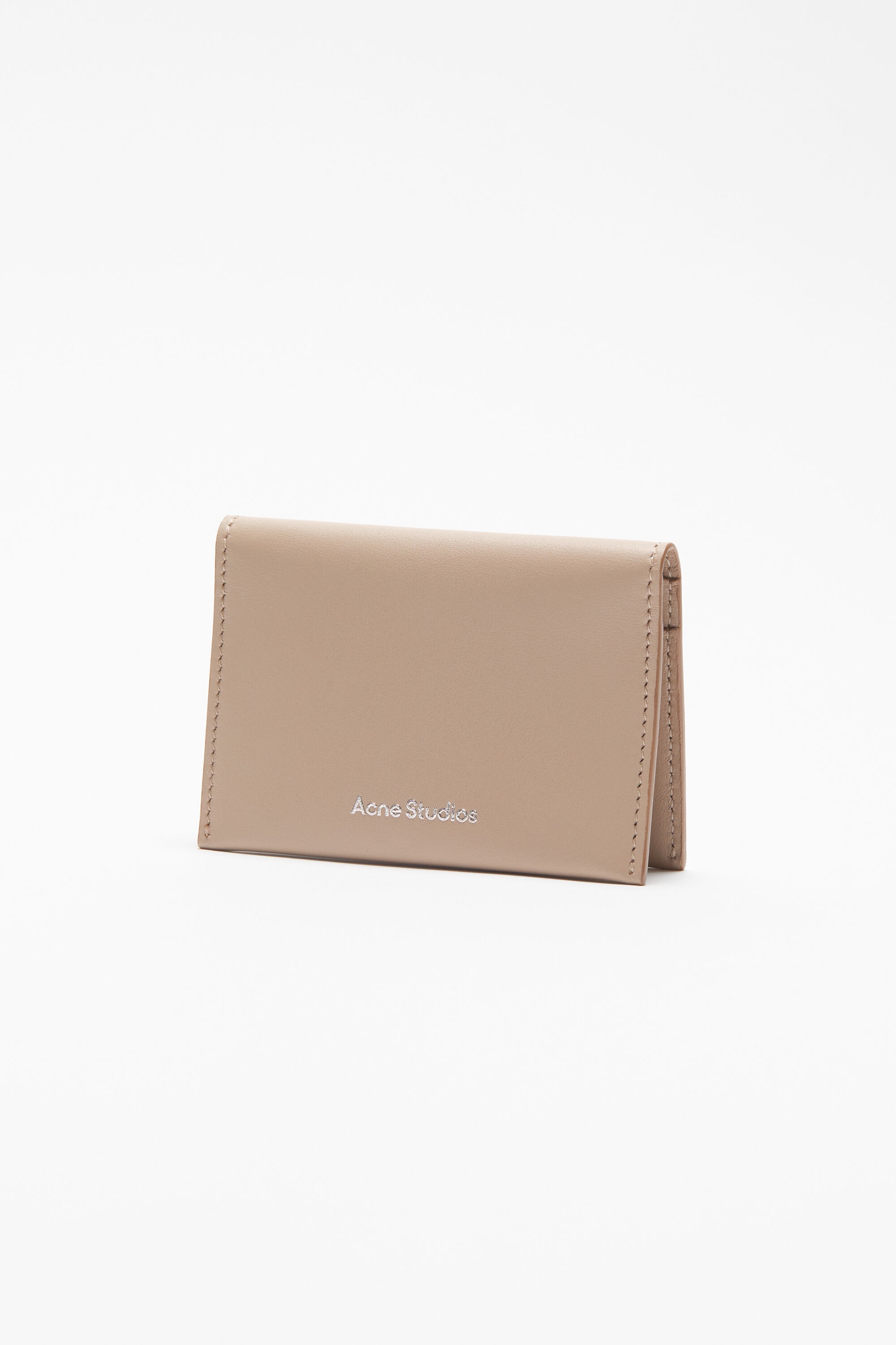 Folded leather wallet - Taupe beige - 3