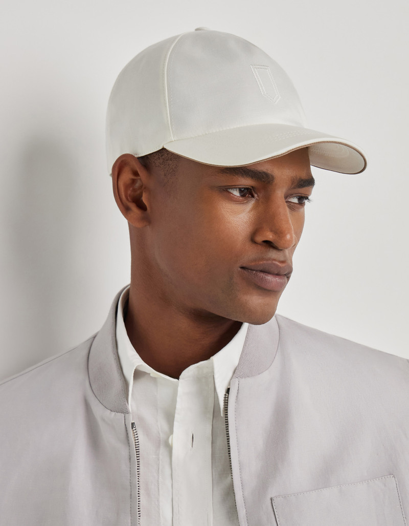 Canali WHITE LINEN AND SILK BLEND BASEBALL CAP outlook