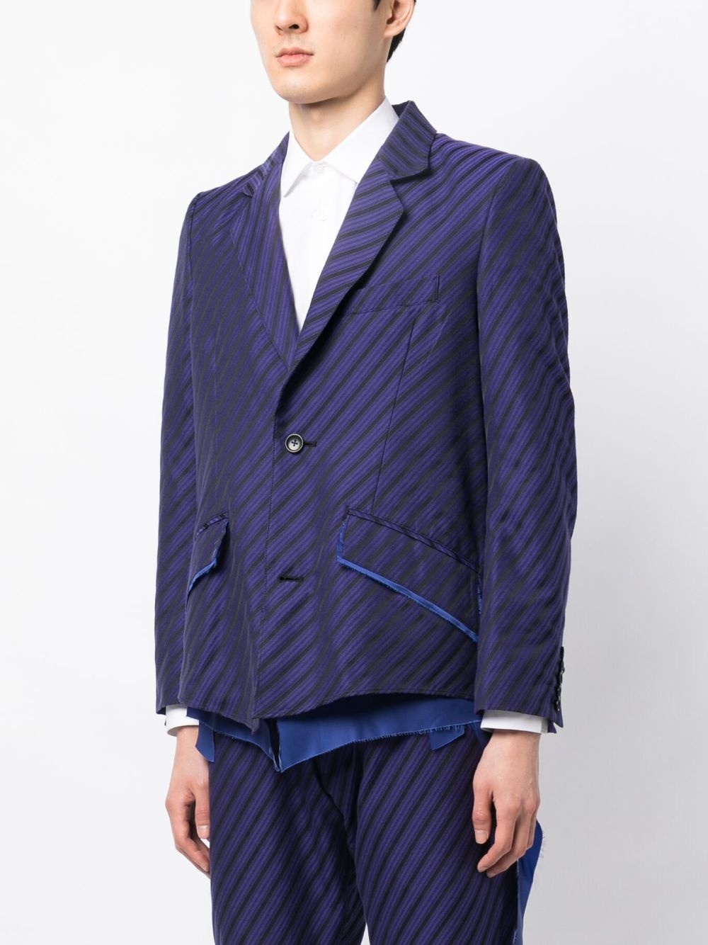 raw-hem striped blazer - 3